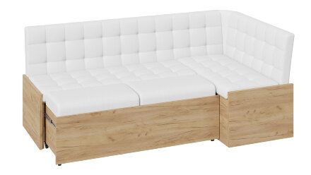 Кухонный уголок со спальным местом Форест, Дуб крафт золотой/Кожзам белый 