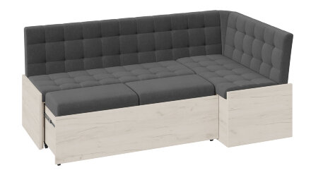 Кухонный уголок со спальным местом Форест, Дуб крафт белый/Велюр серый 