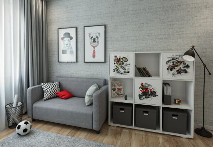 Стеллаж ДМ 9 + 3 двери с фотопечатью Форсаж 