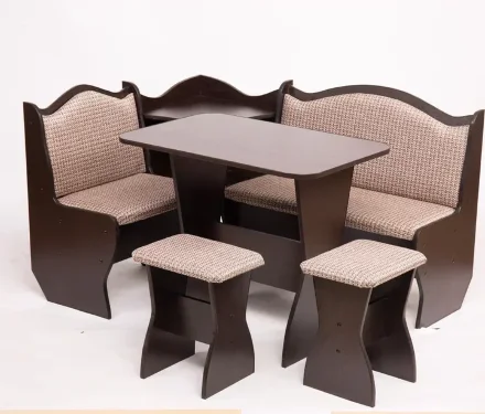 Кухонный уголок Аленка-1 (комплект со столом и табуретами) венге/рогожка светлая 